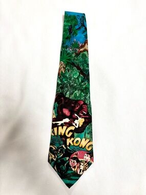 King Kong Graphic Novelty Tie in Green and Teal